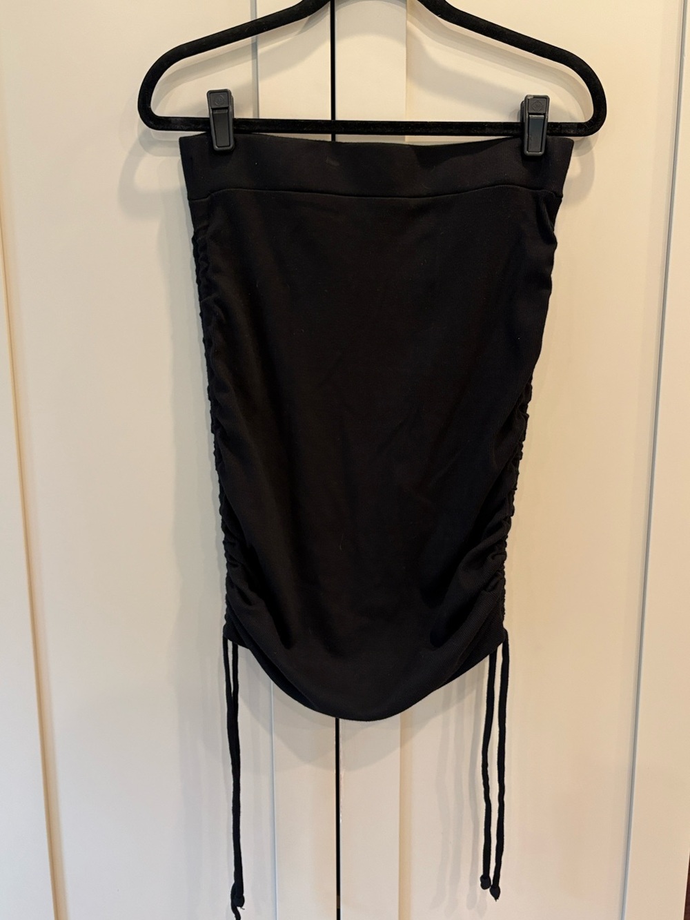Michael Stars Ruched Black Midi Pencil Skirt with side ties NWT Sz L